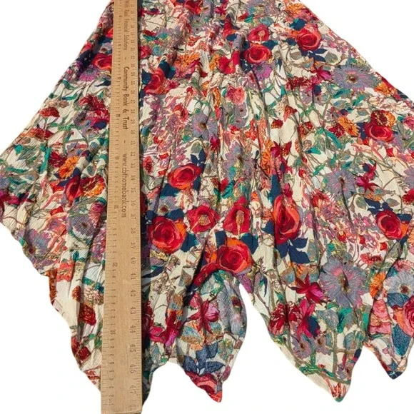 Bishop + Young Dress Floral Romantic‎ Feminine Handkerchief Hem Women's Medium - Picture 2 of 6
